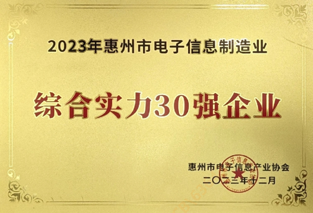 我司入选西安市电子信息制作业综合实力30强